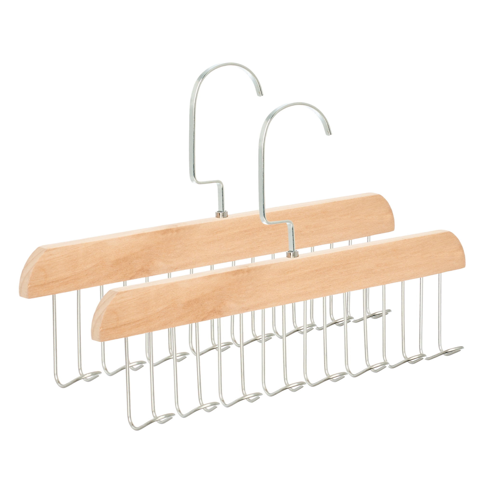 Unique Bargains 2Pcs Wood Tank Top Hanger With 8 Hooks Natural