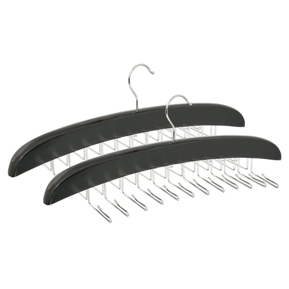 Unique Bargains 2Pcs Wood Tank Top Hangers For Closet Organizer Black 24 Hooks