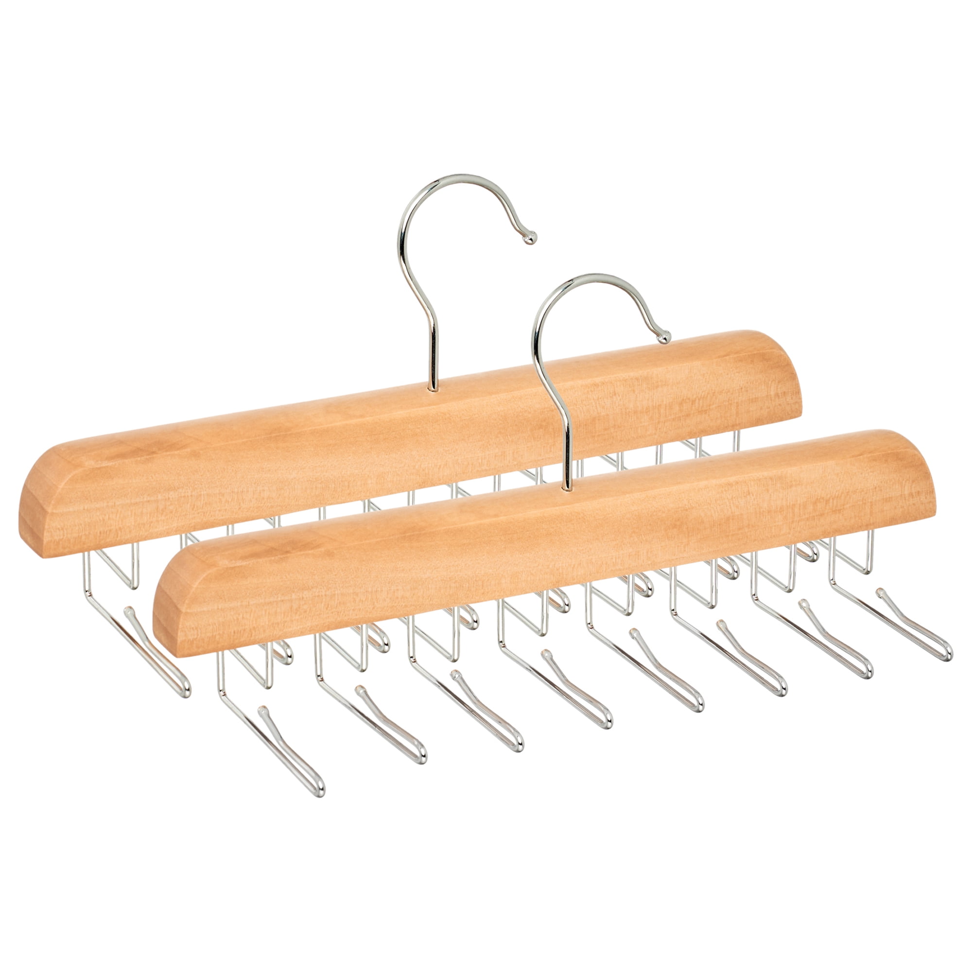 Unique Bargains 2Pcs Wood Tank Top Hangers For Closet Organizer Natural 16 Hooks