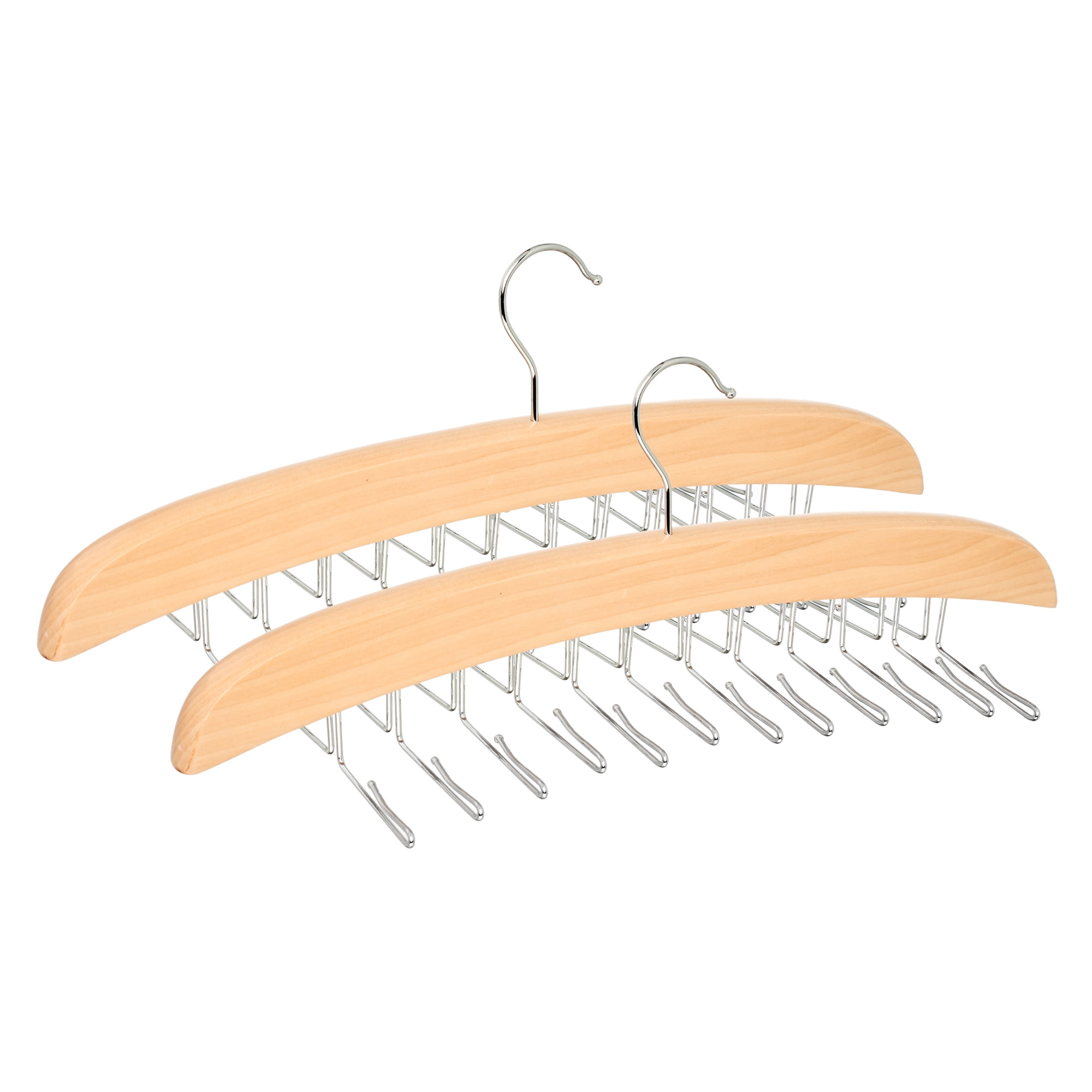 Unique Bargains 2Pcs Wood Tank Top Hangers For Closet Organizer Natural 24 Hooks