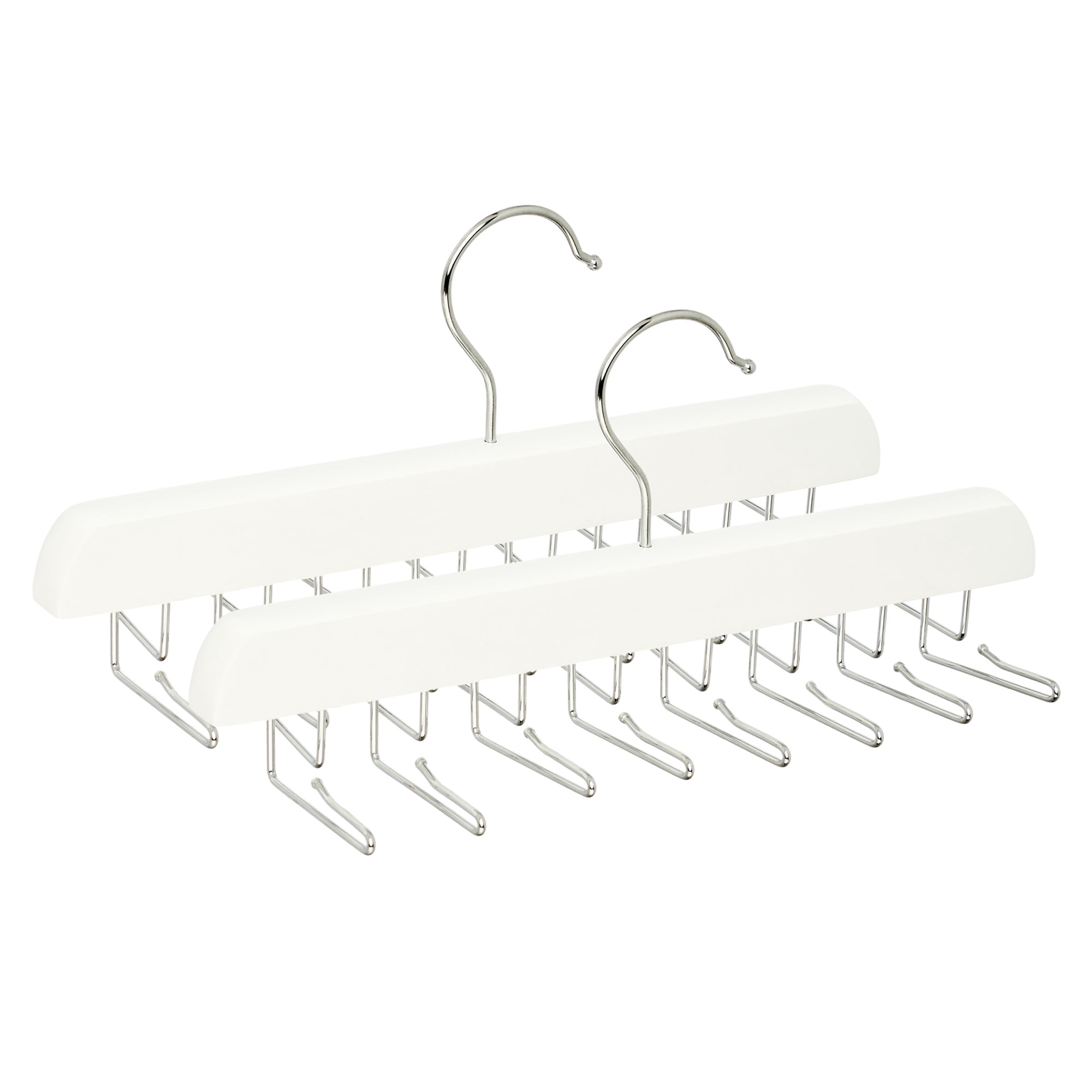 Unique Bargains 2Pcs Wood Tank Top Hangers For Closet Organizer White 16 Hooks