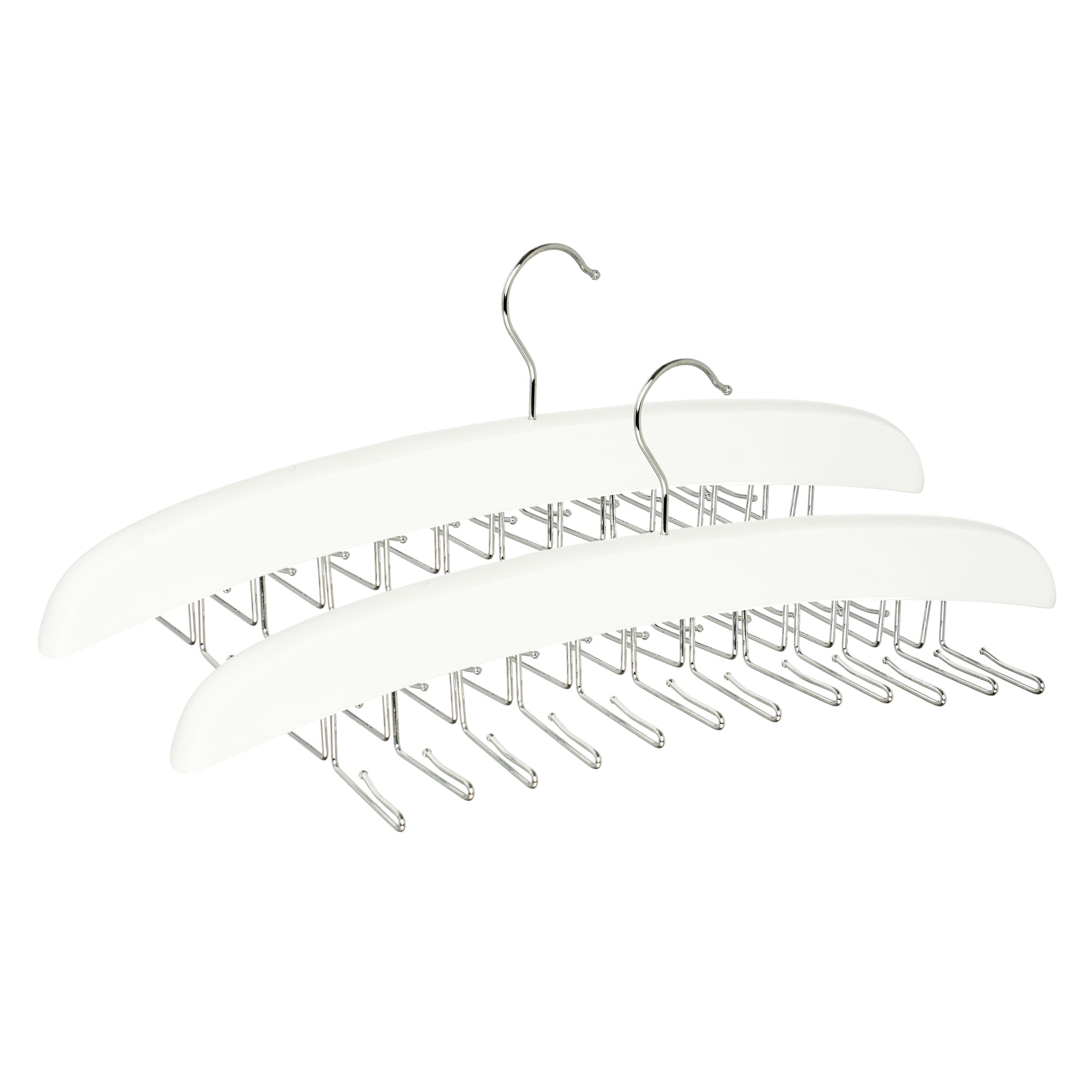 Unique Bargains 2Pcs Wood Tank Top Hangers For Closet Organizer White 24 Hooks