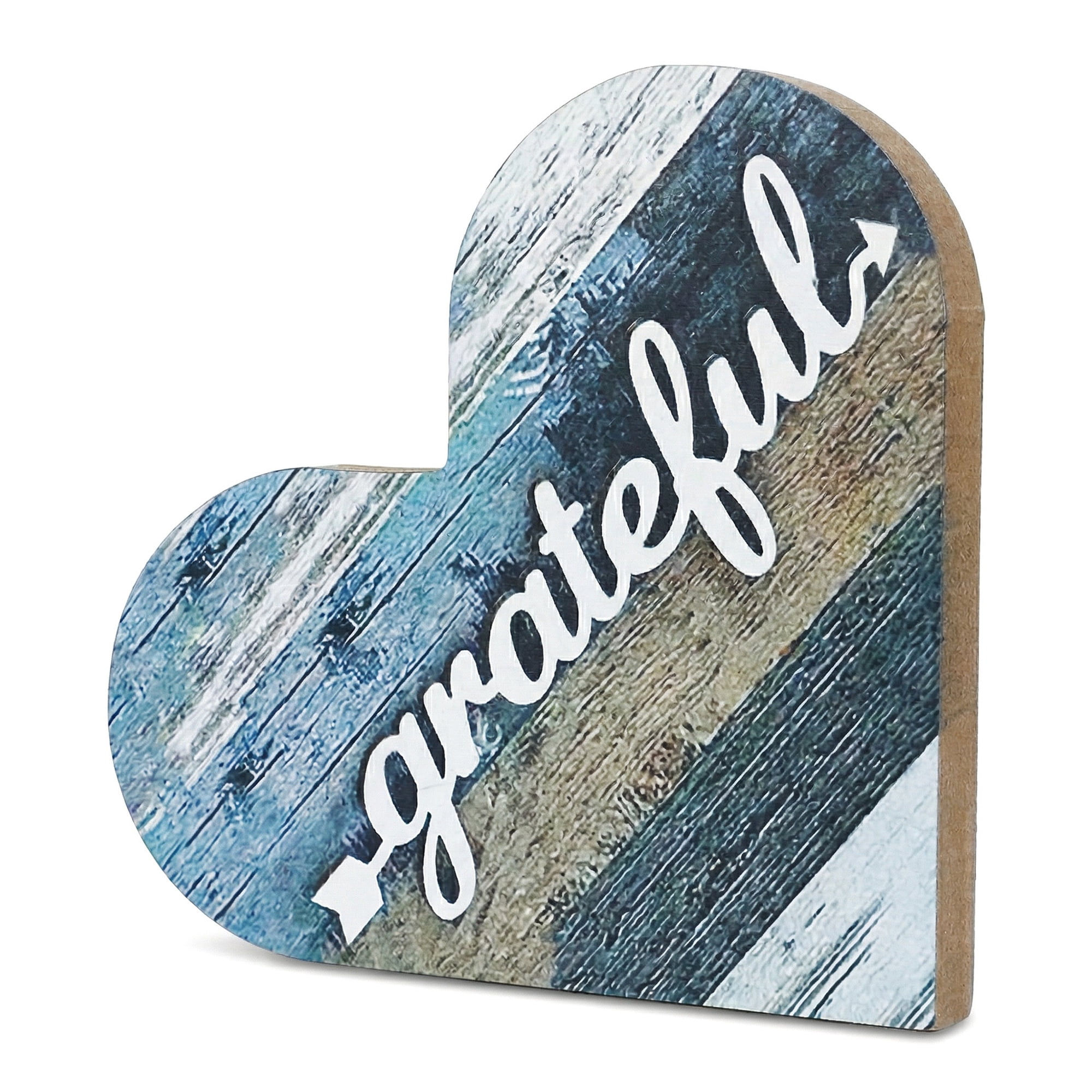 Unique Bargains 2Pcs Wooden Heart Signs Freestanding Heart Tabletop Decor Blue 6.3in