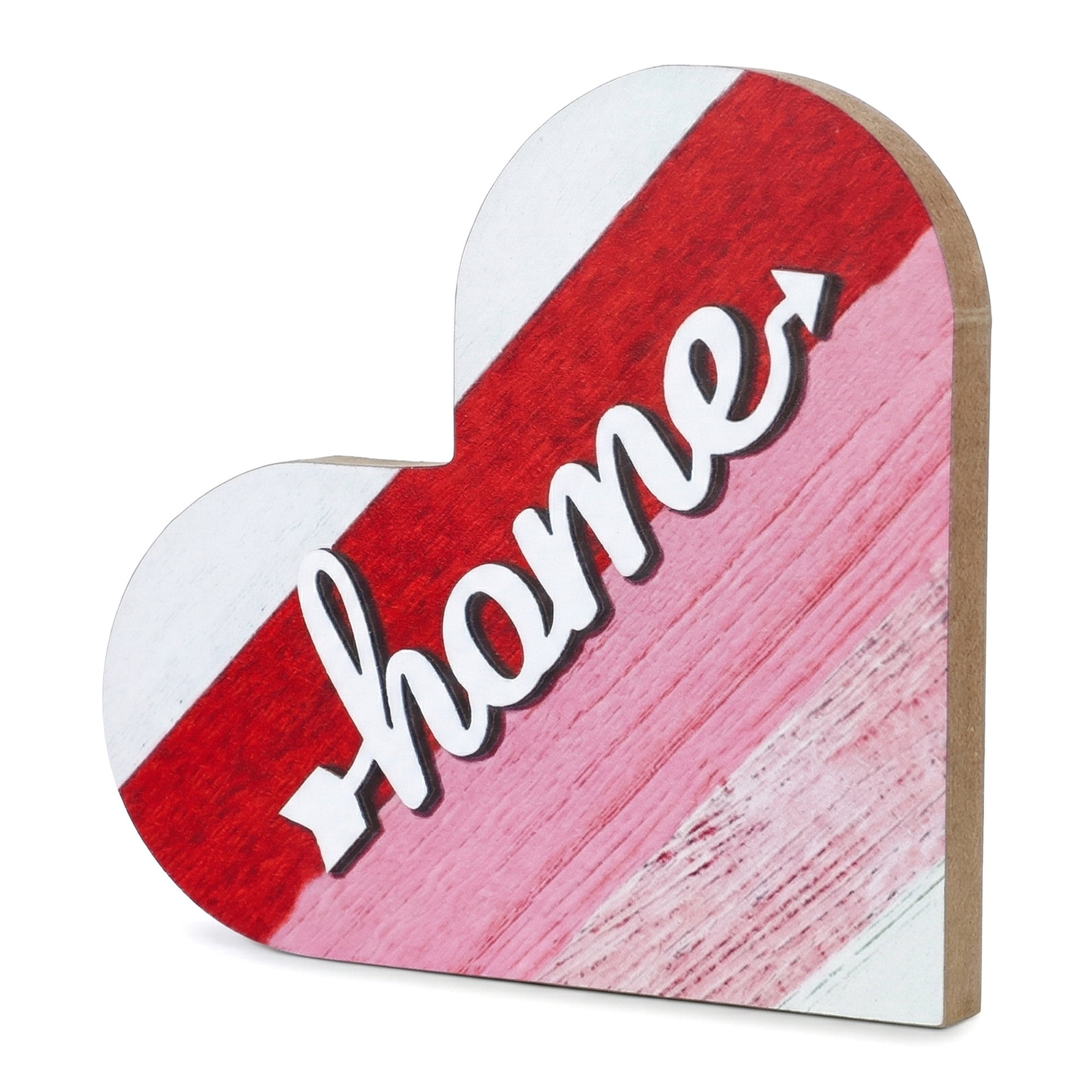 Unique Bargains 2Pcs Wooden Heart Signs Freestanding Heart Tabletop Decor Pink 6.3in