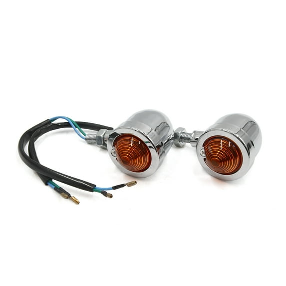 Unique Bargains 2Pcs Yellow Light Chrome Motorcycle Turn Signal Lamp for Harley Davidson