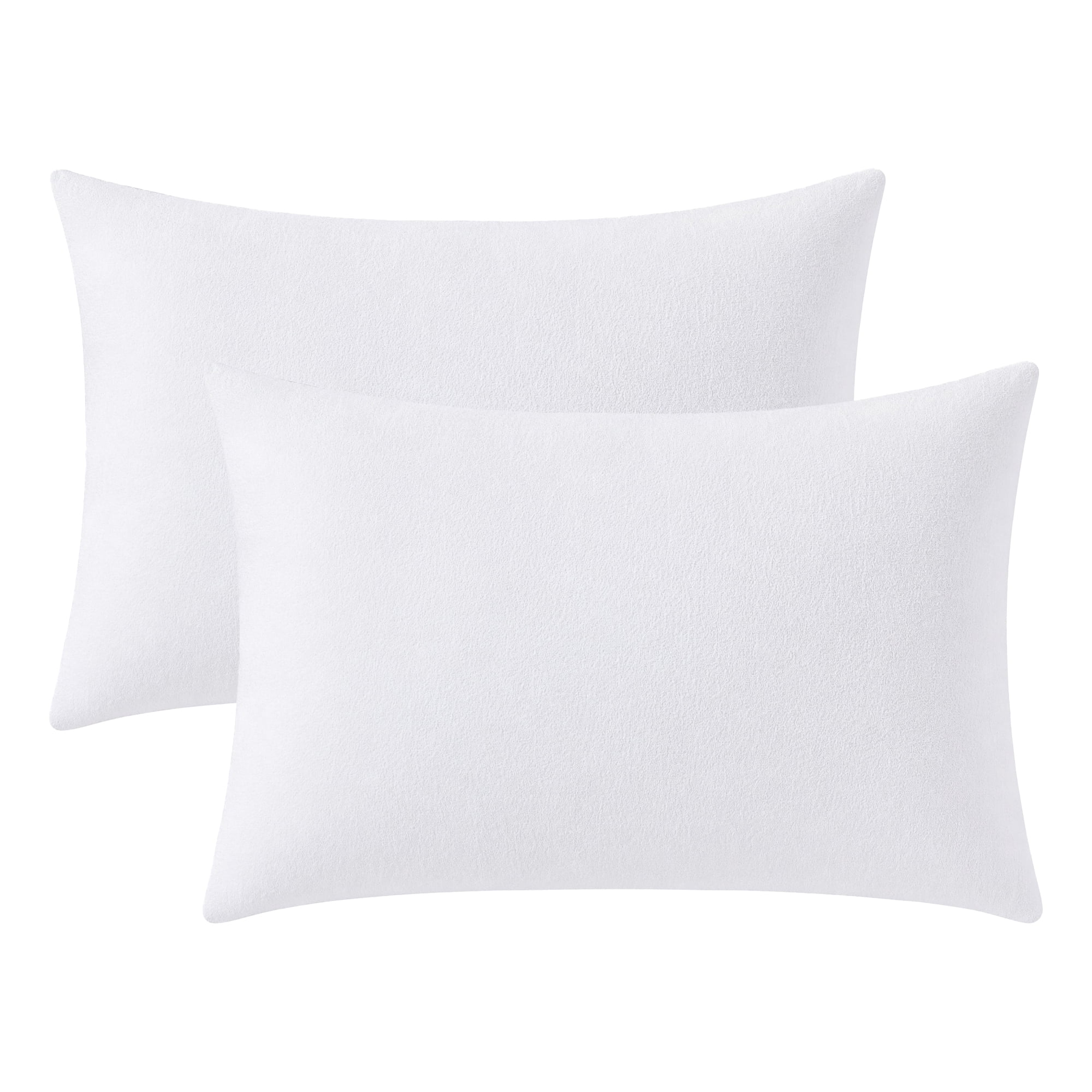 Unique Bargains 2Pcs Zipper Standard Size Cotton Pillow Protectors Queen White 20" x 30"