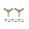thumbnail image 1 of Unique Bargains 2Set 10mm Y Shaped Hose Barb Y Barbed Tube Pipe Fitting Brass Hose Fitting Connector with Clamps, 1 of 6
