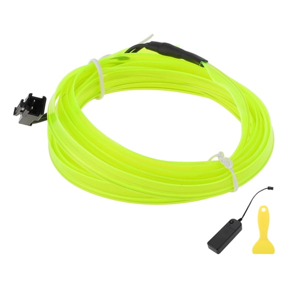Unique Bargains 2m EL Wire Cable LED Glow String Light Car Interior Lighting Strip Flexible Neon Light for Car Decoration Battery Box(3V) Fluorescent Green