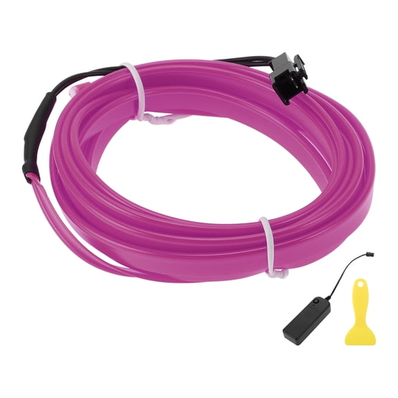Unique Bargains 2m EL Wire Cable LED Glow String Light Car Interior Lighting Strip Flexible Neon Light for Car Decoration Battery Box(3V) Purple