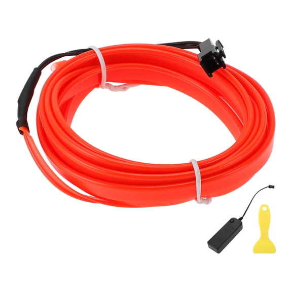 Unique Bargains 2m EL Wire Cable LED Glow String Light Car Interior Lighting Strip Flexible Neon Light for Car Decoration Battery Box(3V) Red
