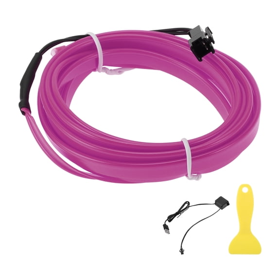 Unique Bargains 2m EL Wire Cable LED Glow String Light Car Interior Lighting Strip Flexible Neon Light for Car Decoration USB(5V) Purple