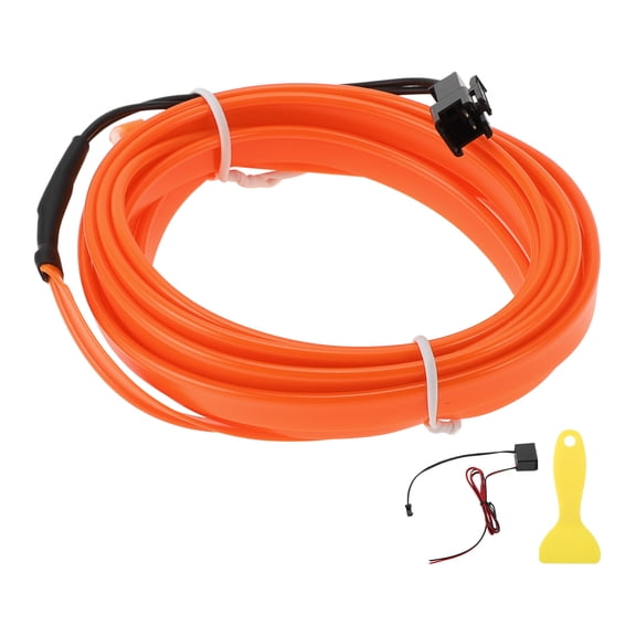 Unique Bargains 2m EL Wire Cable LED Glow String Light Car Interior Lighting Strip Flexible Neon Light for Car Decoration Wiring Driver(12v) Orange