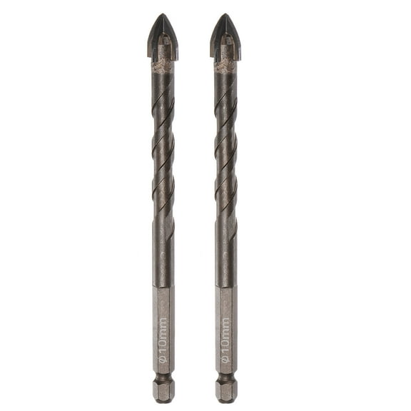 Unique Bargains 2pack Titanium Masonry Drill Bit, 10mm Concrete Drill Bits Ceramic Drill Bit with 1/4' Hex Shank