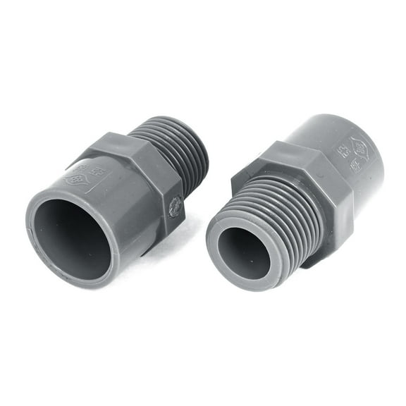 2Pcs 20mm Male Threaded Straight Water Hose Piping Connectors Coupler Gray