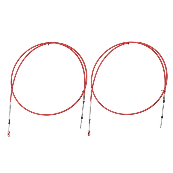 Unique Bargains 2pcs 10ft 118 Inch Marine Type 3300/33C Throttle Shift Remote Control Box Cable with Clevis Red