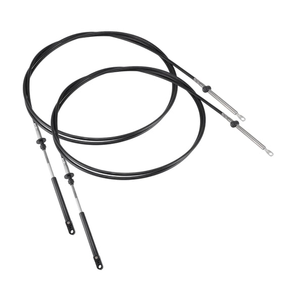 Unique Bargains 2pcs 12FT Boat Throttle Shift Control Cable Marine Outboard Remote Cable for Johnson for Evinrude for OMC Remote Control Outboard Engine 1979-Now Replace 0173112/173112 Black