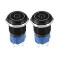 thumbnail image 1 of Unique Bargains 2pcs 16mm Car Interior Momentary Push Button Switch Round Start Button SPST 1NO AC 12-24V Blue Light, 1 of 6