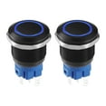 thumbnail image 1 of Unique Bargains 2pcs 19mm Car Interior Pressure Switch Self-Locking Push Button with Ring Lighting LED 1NO 1NC Blue, 1 of 6