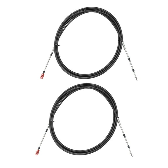 Unique Bargains 2pcs 24ft 276 Inch Marine Type 3300/33C Throttle Shift Remote Control Box Cable with Clevis Black