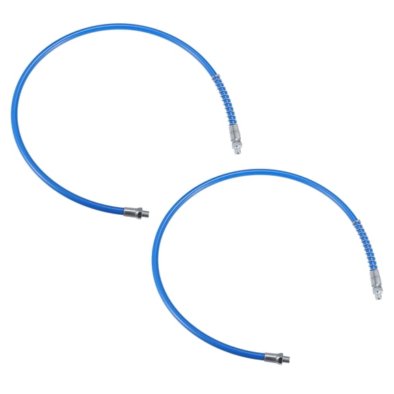 Unique Bargains 2pcs 31 Inch Universal 1/8" NPT Grease Gun Flex Hose Trailer Flex Grease Hose Extension Non-Slip Blue