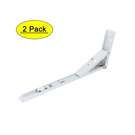 Unique Bargains 2pcs 90 Degree Spring Loaded Folding Support Shelf Bracket 14" Long