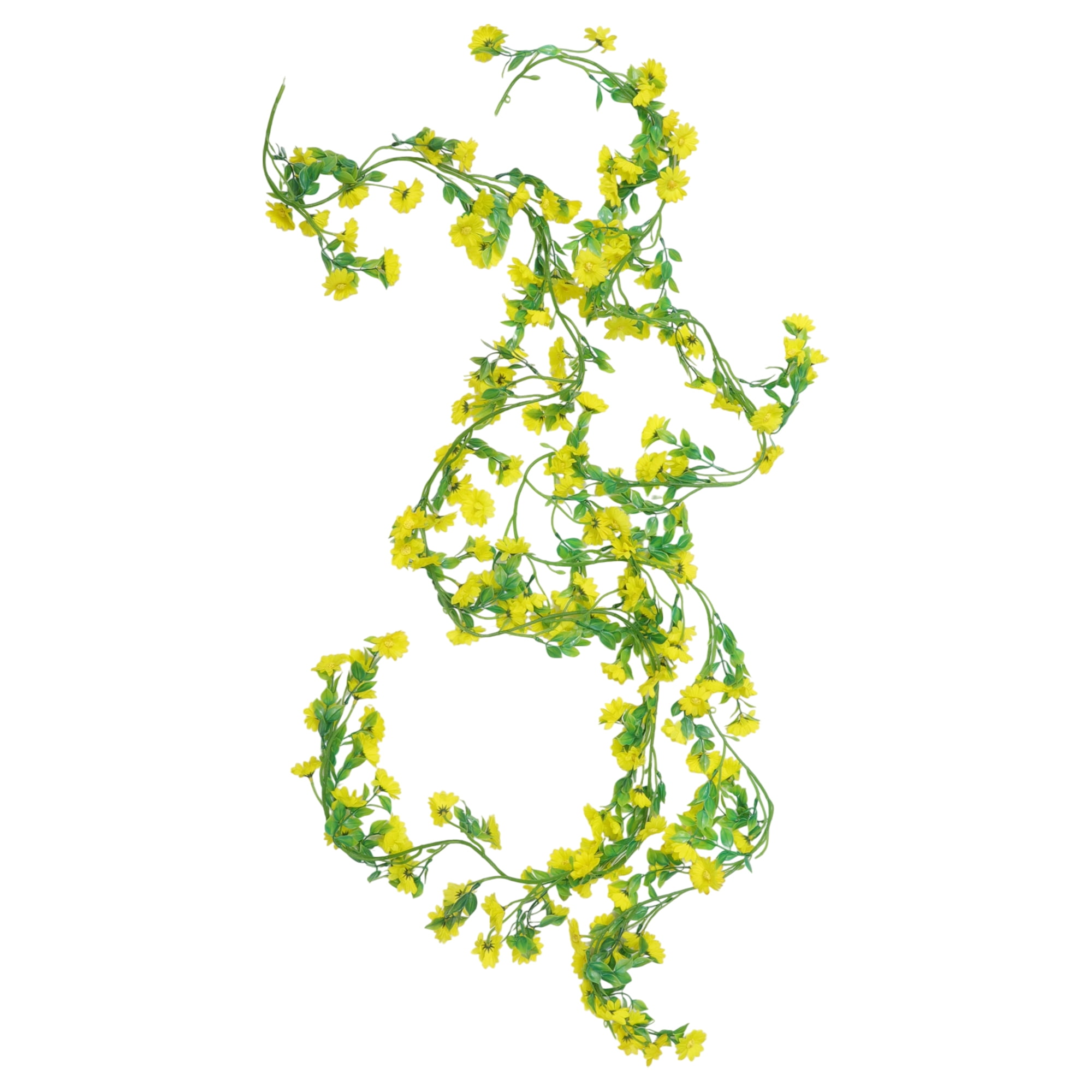 Unique Bargains 2pcs Artificial Flowers Hanging Vine 82.68" Plastic Garland Yellow