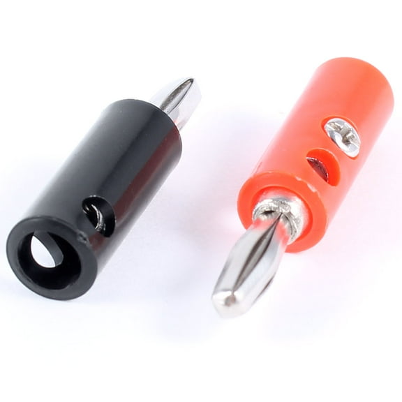 Unique Bargains 2pcs Audio Speaker Wire Cord Banana Plug Screw Connector Adapter Red Black 3.5mm