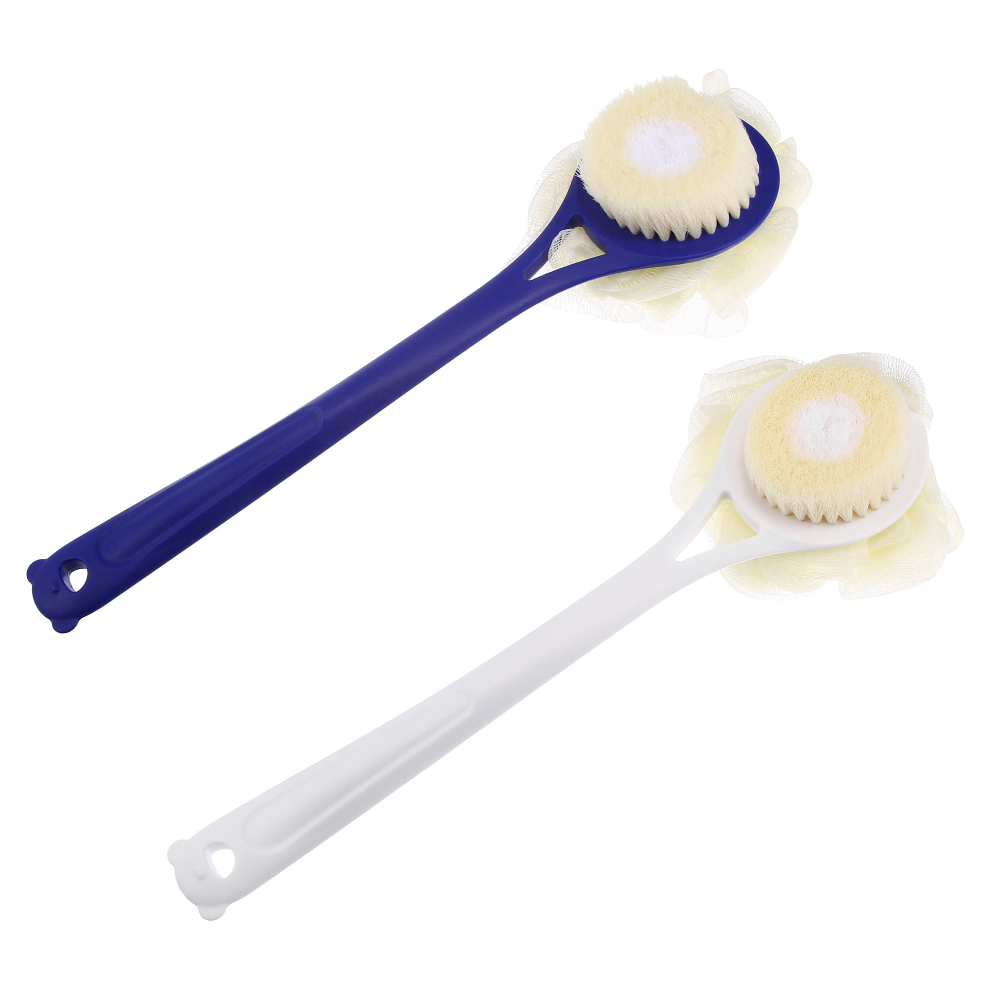 Unique Bargains 2pcs Bath Brush with Bristles and Loofah Shower Scrubber for Exfoliating