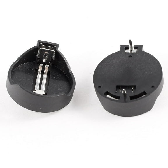 Unique Bargains 2pcs Black 2P PCB DIP Mount CR2032 CR2025 Coin Cell Button Battery Socket Holder