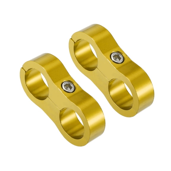 Unique Bargains 2pcs Car AN10 19mm Hose Separator Clamp Oil Line Brake Line Aluminum Alloy Fuel Line Bracket Gold Tone