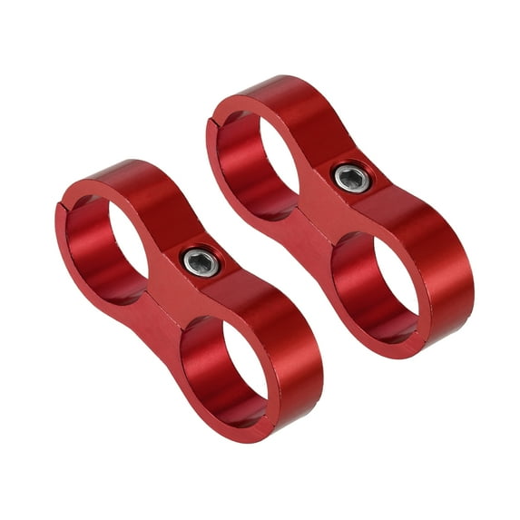 Unique Bargains 2pcs Car AN12 24mm Hose Separator Clamp Oil Line Brake Line Aluminum Alloy Fuel Line Bracket Red