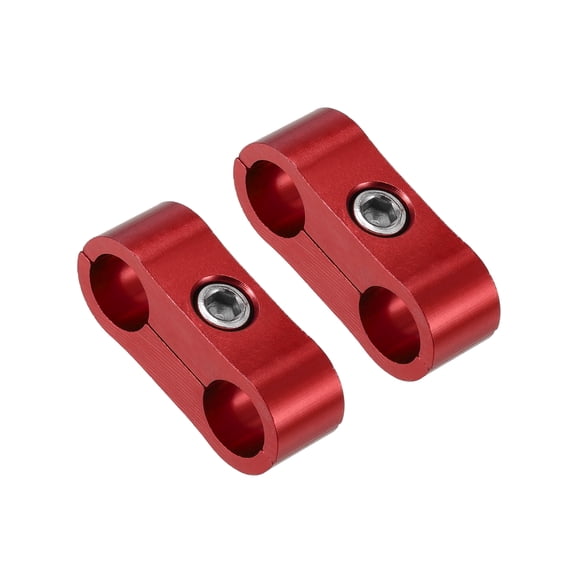 Unique Bargains 2pcs Car AN4 11mm Hose Separator Clamp Oil Line Brake Line Aluminum Alloy Fuel Line Bracket Red