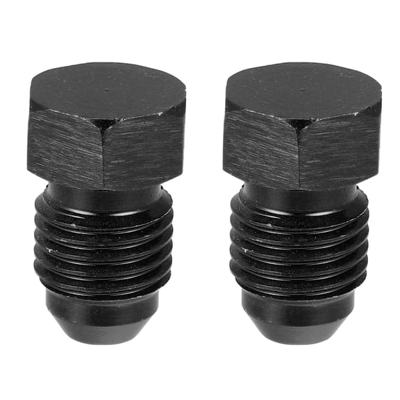 Unique Bargains 2pcs Car AN4 Male Flare Bolt Blanking Plug End Cap Lock Nut Fitting Aluminum Alloy Plug Black