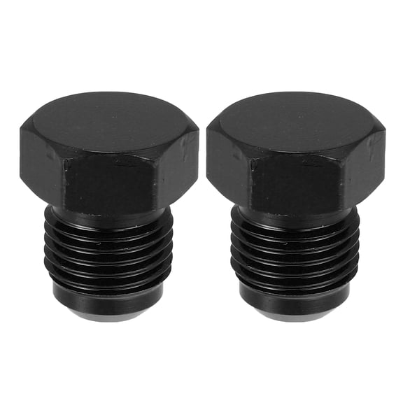 Unique Bargains 2pcs Car AN6 Male Flare Bolt Blanking Plug End Cap Lock Nut Fitting Aluminum Alloy Hex Connectors Black