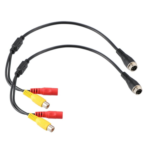 Unique Bargains 2pcs Car Camera Adapter 4 Pin to RCA Adapter M12 4-Pin Male to RCA AV DC Female Connector