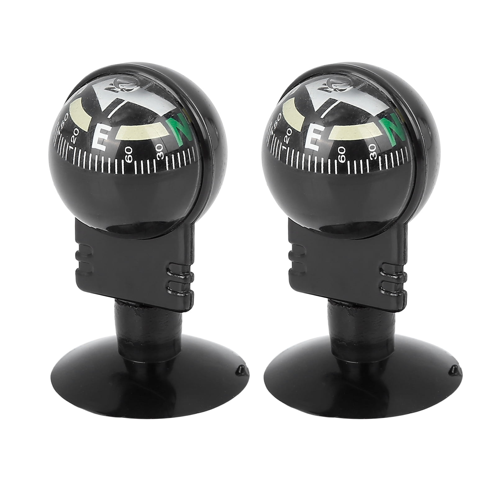 Unique Bargains 2pcs Car Compass Ball Sucker Dashboard Mount Navigation Black