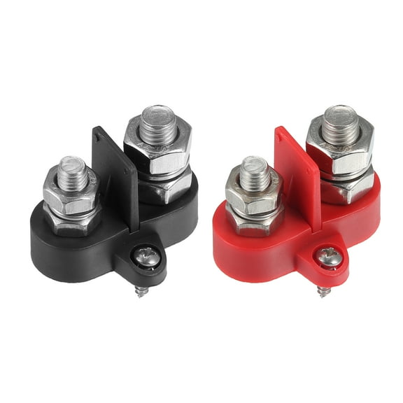 Unique Bargains 2pcs Car Junction Block 5/16" M8 3/8'' M10 Dual Power Post Insulated Terminal Stud Distribution Block