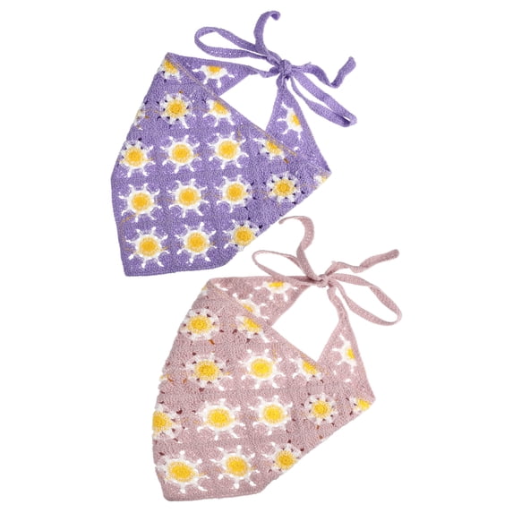 Unique Bargains 2pcs Crochet Bandanas, Crochet Head Scarf, Crochet Headbands Hairbands Hair Scarf for Women Girls Pink,Purple