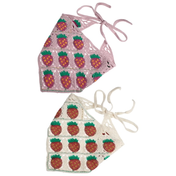 Unique Bargains 2pcs Crochet Bandanas, Crochet Head Scarf, Crochet Headbands Hairbands Hair Scarf for Women Girls Pink,White