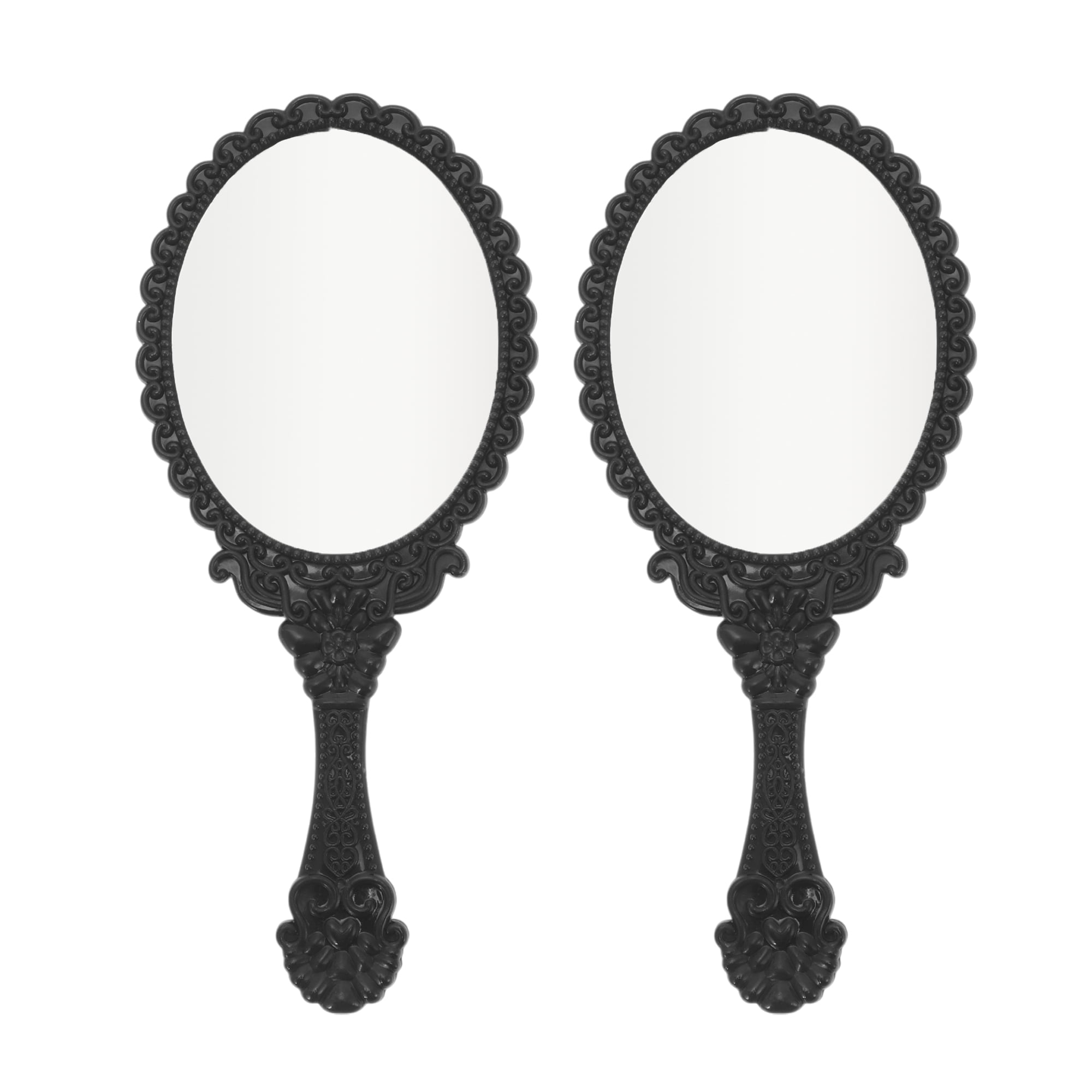 Unique Bargains 2pcs Delicate Handheld Mirror for Personal Grooming and Travel Black