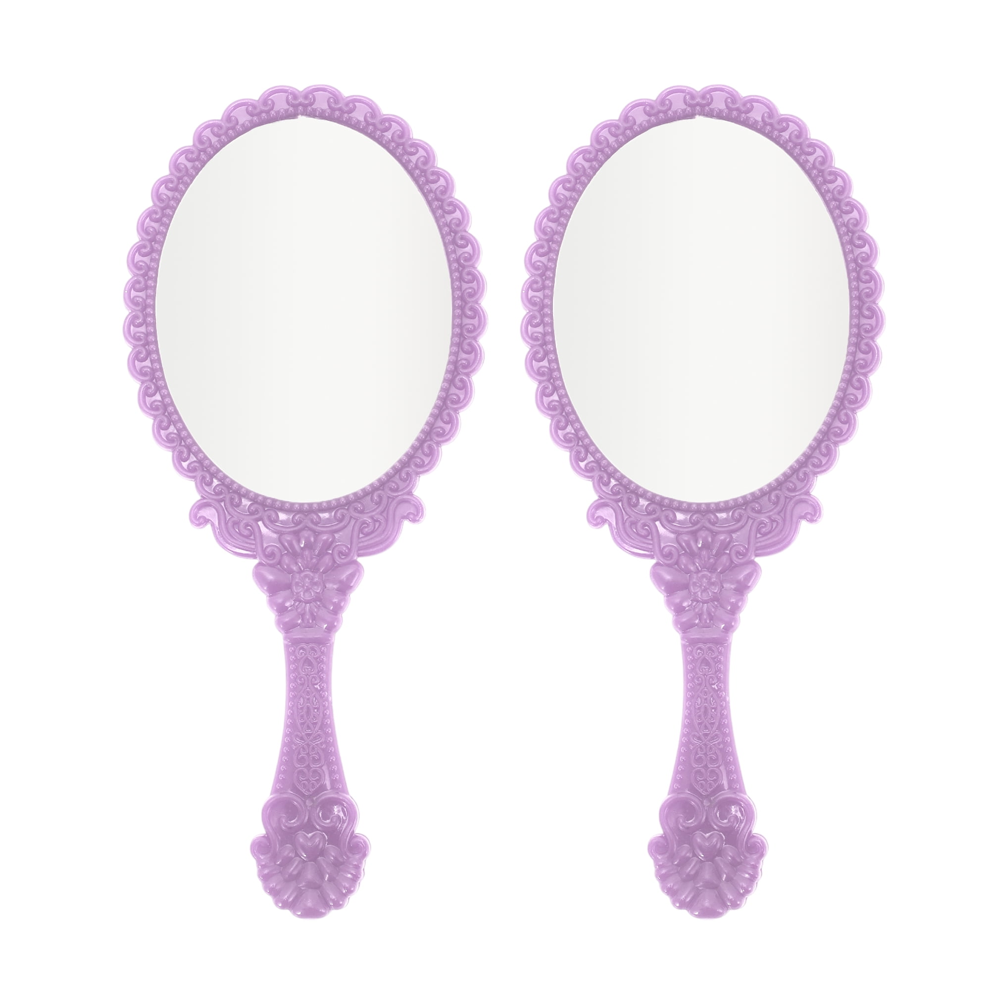 Unique Bargains 2pcs Delicate Handheld Mirror for Personal Grooming and Travel Purple