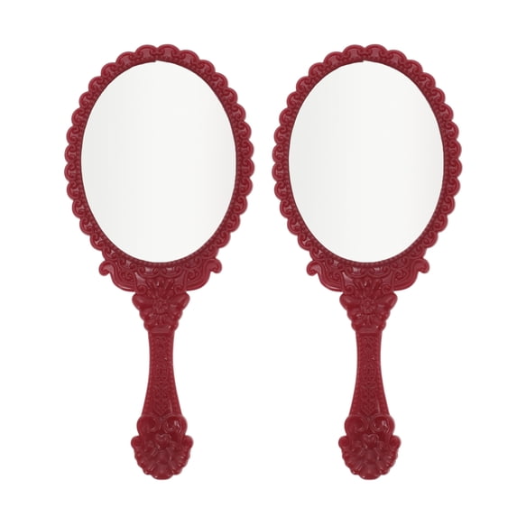 Unique Bargains 2pcs Delicate Handheld Mirror for Personal Grooming and Travel Red