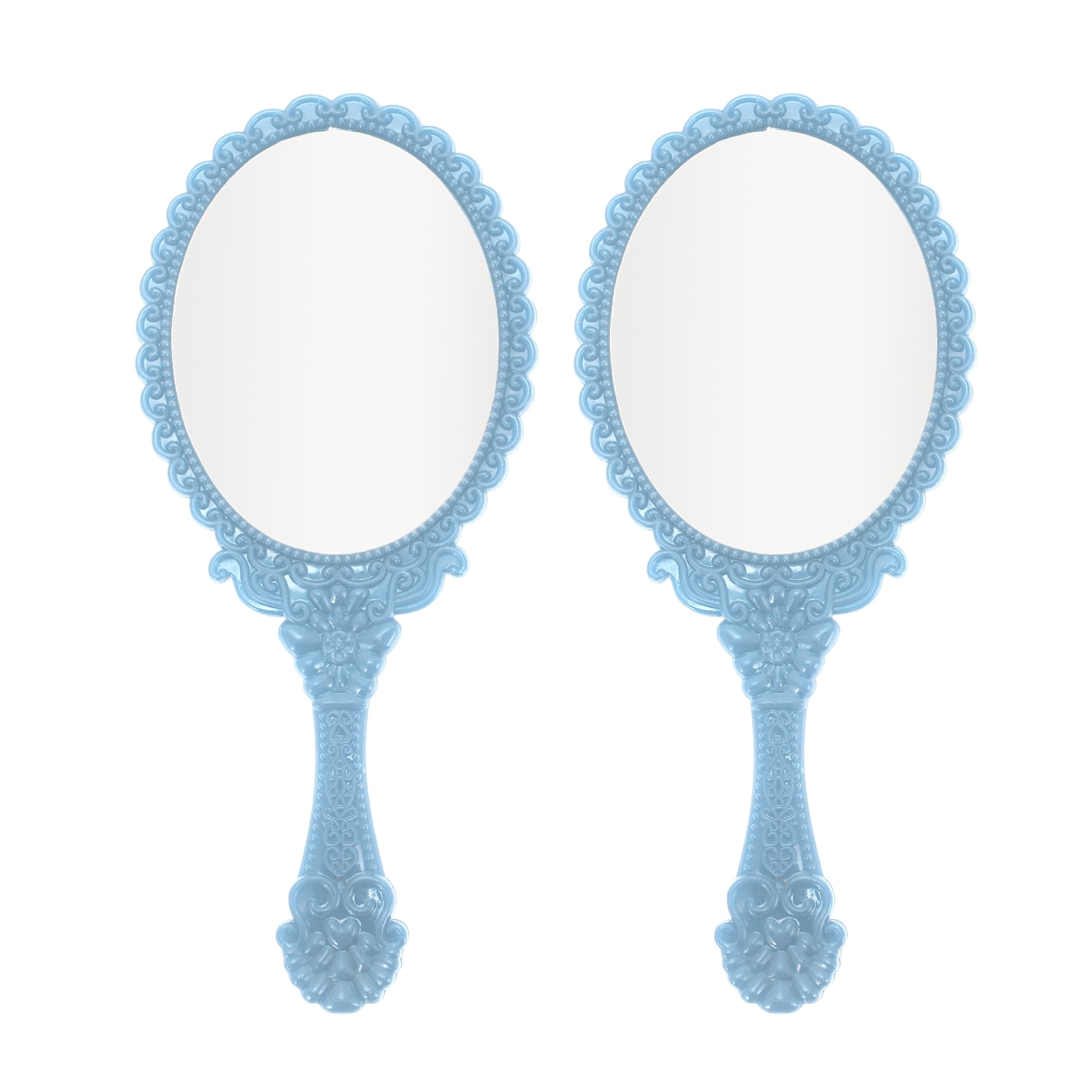 Unique Bargains 2pcs Delicate Handheld Mirror for Personal Grooming and Travel Sky Blue