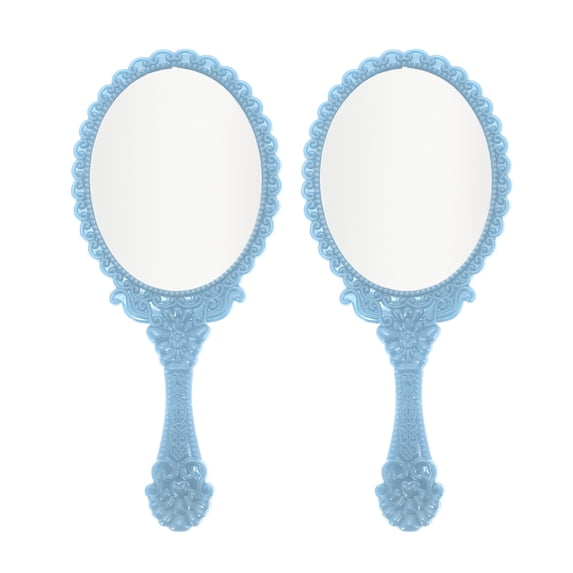 Unique Bargains 2pcs Delicate Handheld Mirror for Personal Grooming and Travel Sky Blue