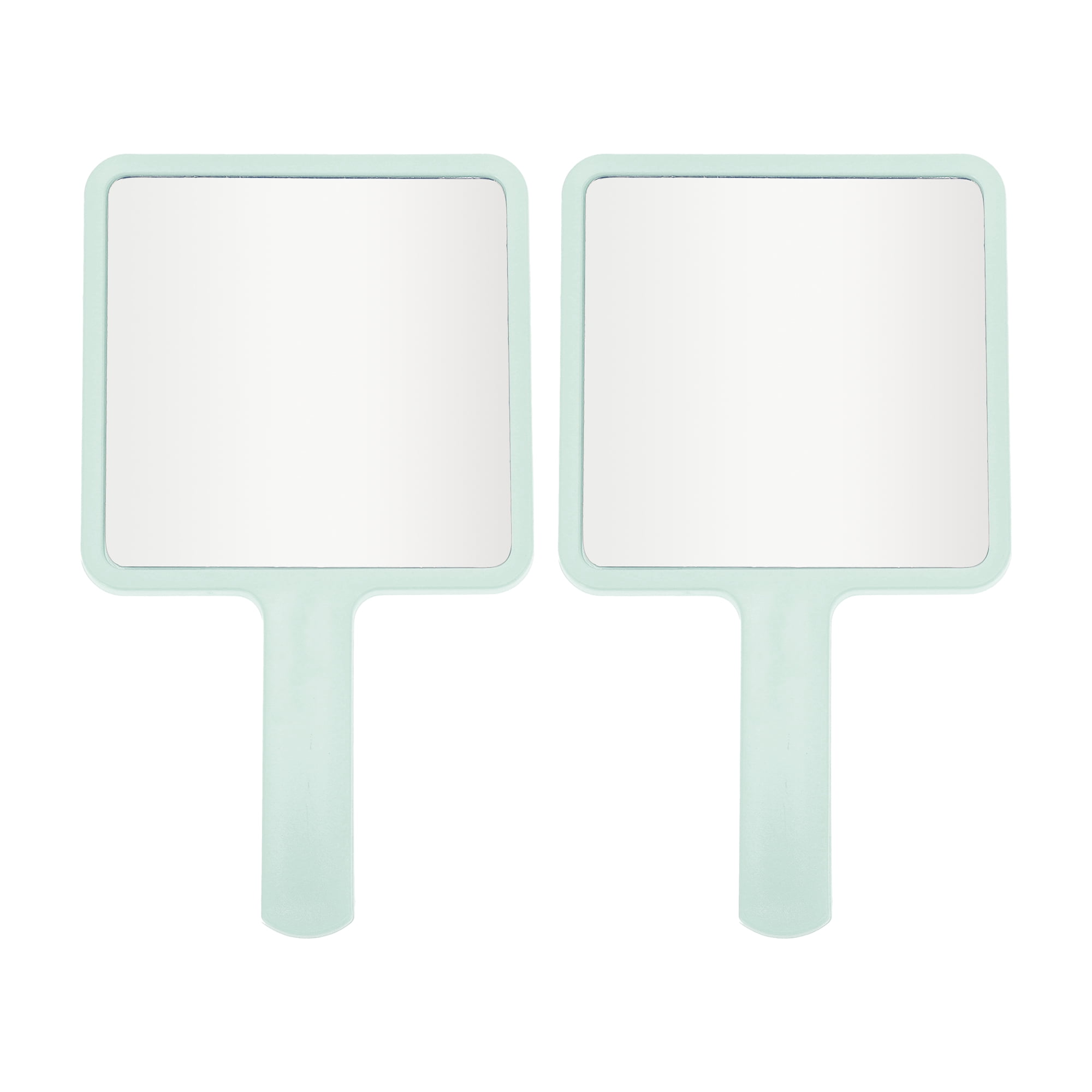 Unique Bargains 2pcs Delicate Square Handheld Mirrors for Personal Grooming Light Blue