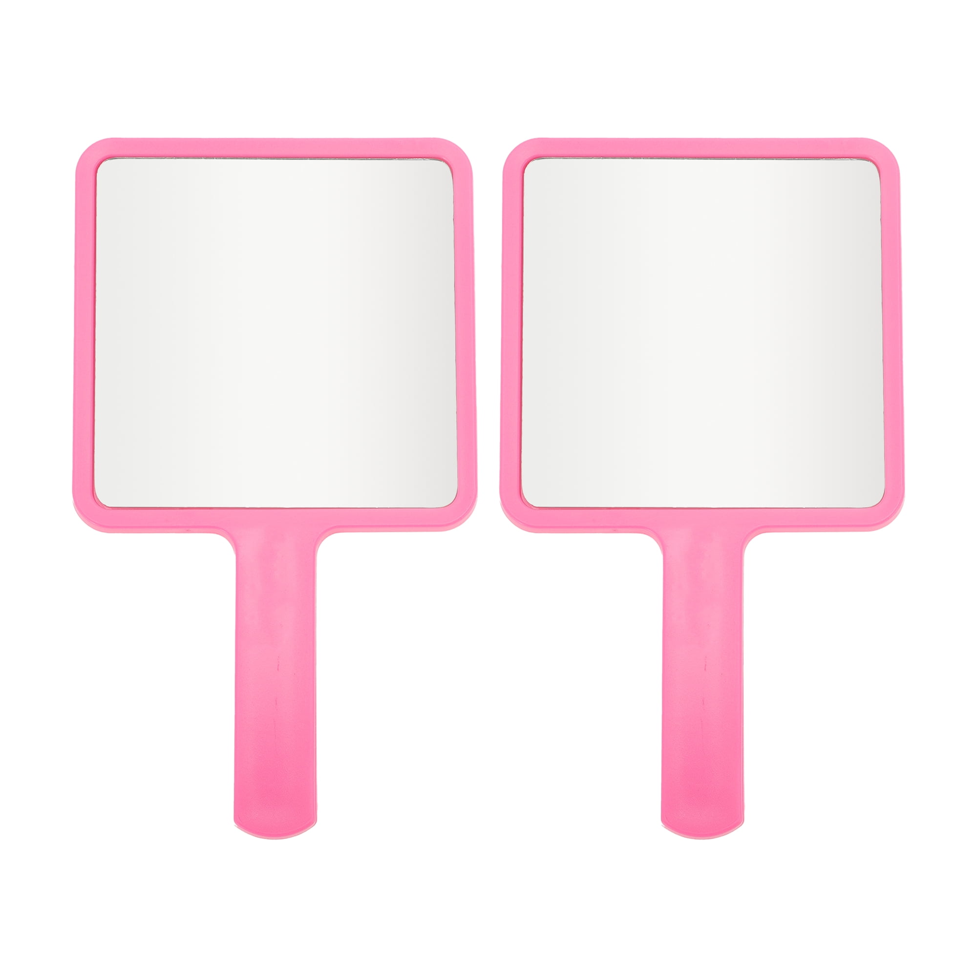 Unique Bargains 2pcs Delicate Square Handheld Mirrors for Personal Grooming Rose Red