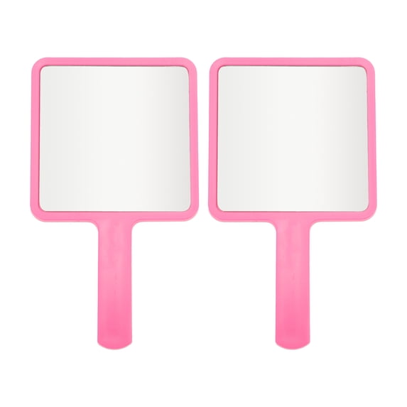 Unique Bargains 2pcs Delicate Square Handheld Mirrors for Personal Grooming Rose Red