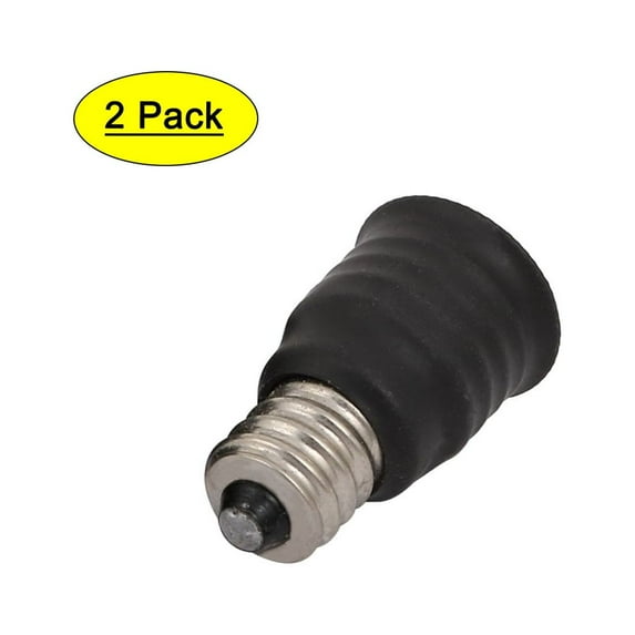 Unique Bargains 2pcs E12 to E17 Lamp Extender Adapter Converter Light Bulb Socket Holder Black