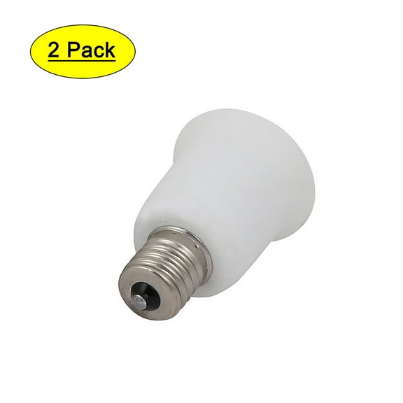 Unique Bargains 2pcs E17 to E27 Extender Adapter Converter Lamp Bulb Socket Holder White
