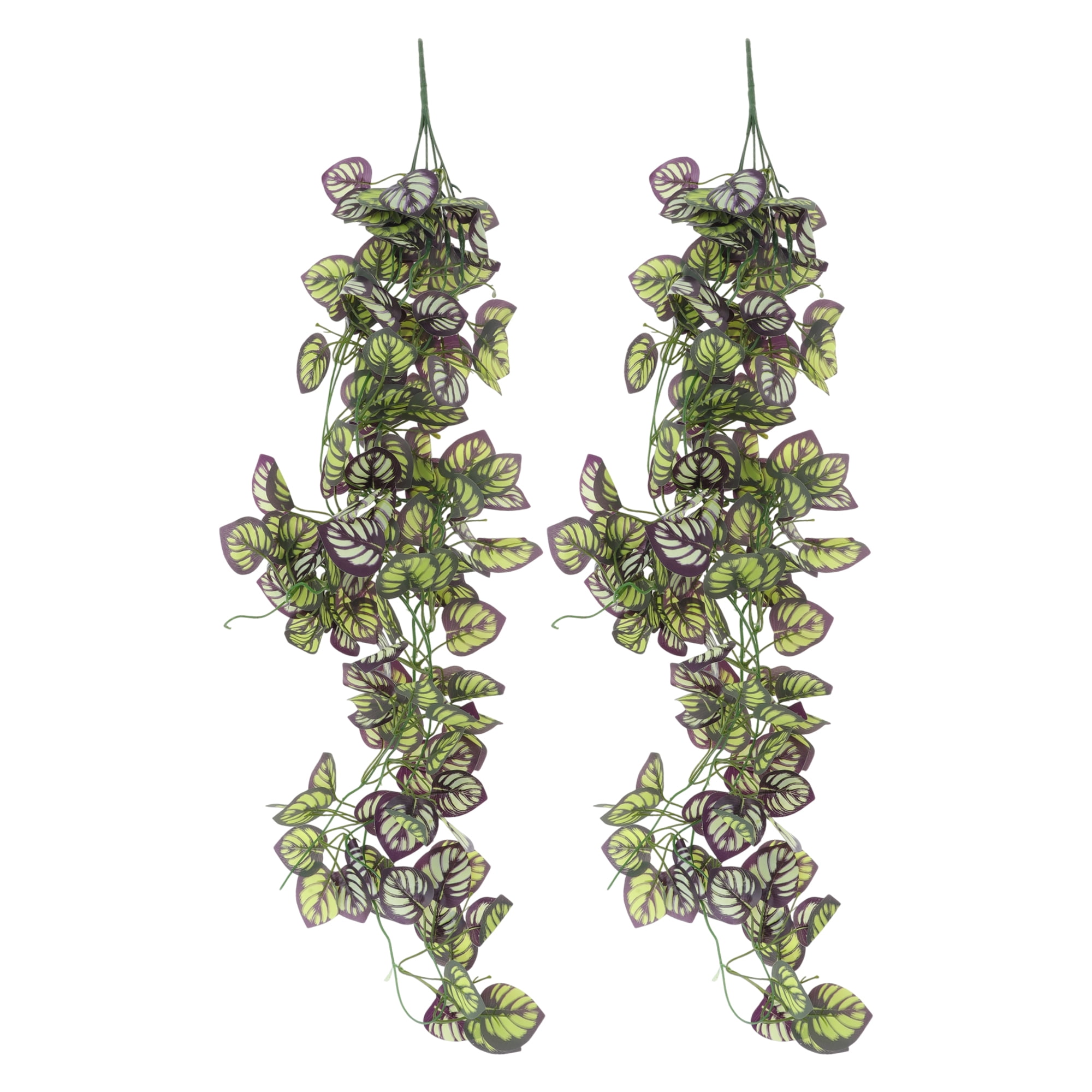 Unique Bargains 2pcs Fake Vines 39.37" Faux Greenery Leaves for Home Decor Green